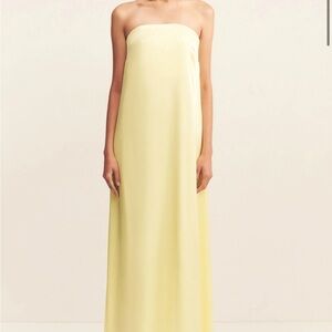 Elegant Strapless Yellow Dress